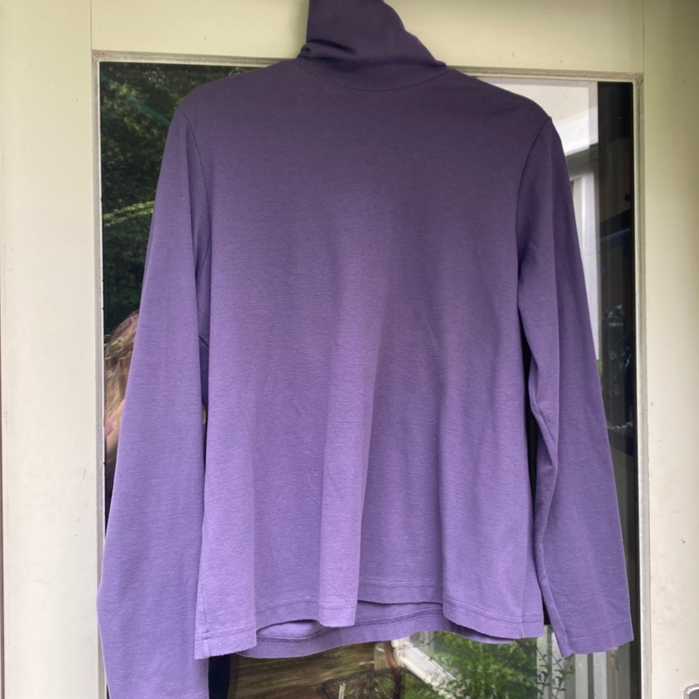 Peruvian Connection Women’s Purple Turtleneck Stretch Pima Cotton XL